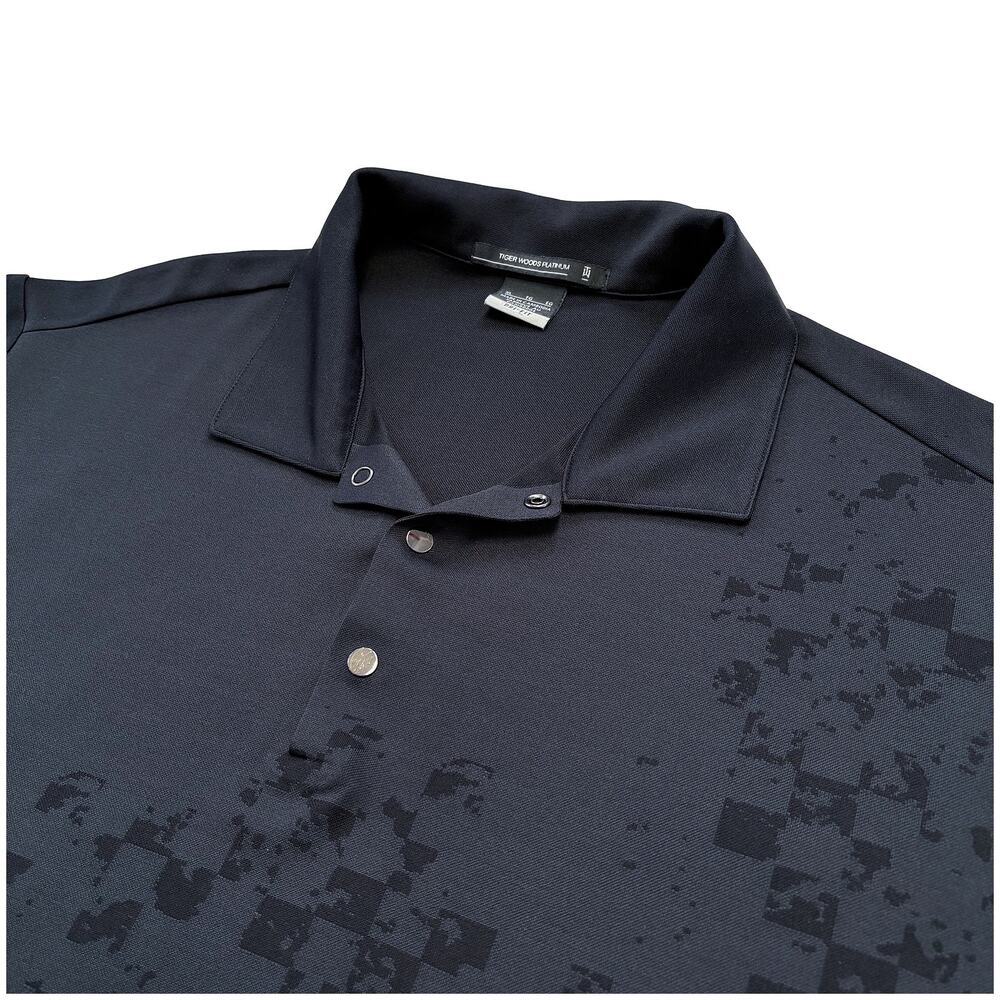 Nike Tiger Woods Platinum Golf Dri-Fit Polo Shirt Mens XL Black Checkered